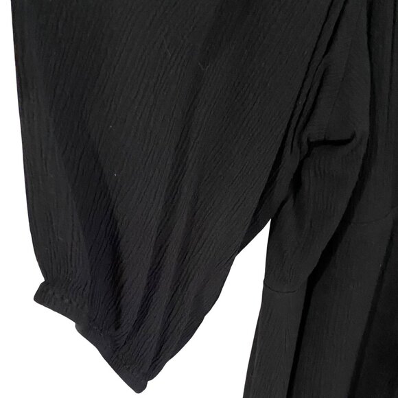 Torrid Womens Black Dress Blue Embroidery Size 5X Plus V-Neck 3/4 Sleeve Boho - Picture 3 of 6